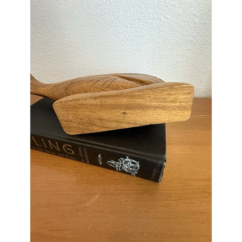 Vintage McM Hand Carved Hard Wood Fish Sculpture Appetizer Toothpick Holder‎